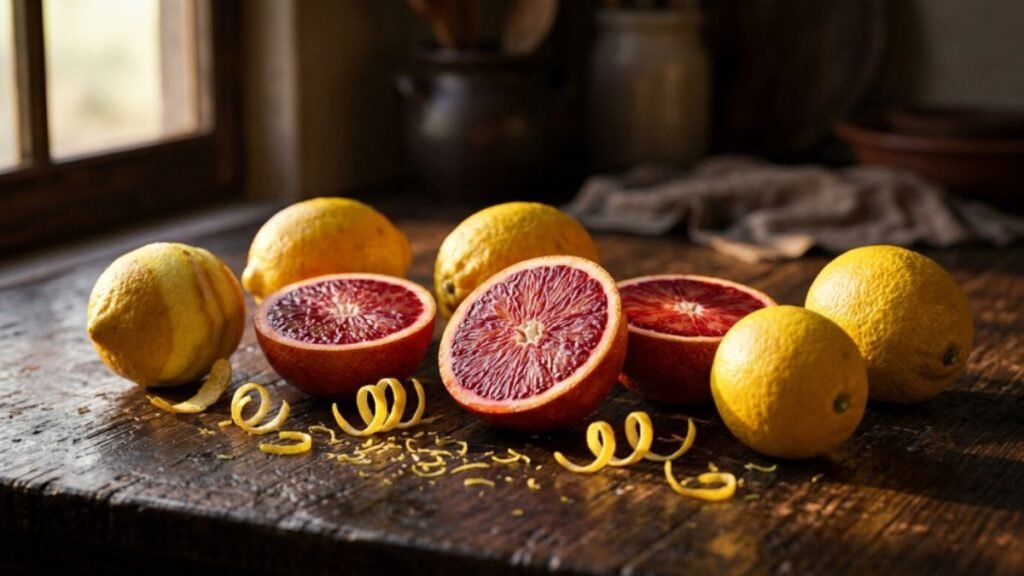 blood oranges and lemons for authentic Italian citrus sorbetto recipes