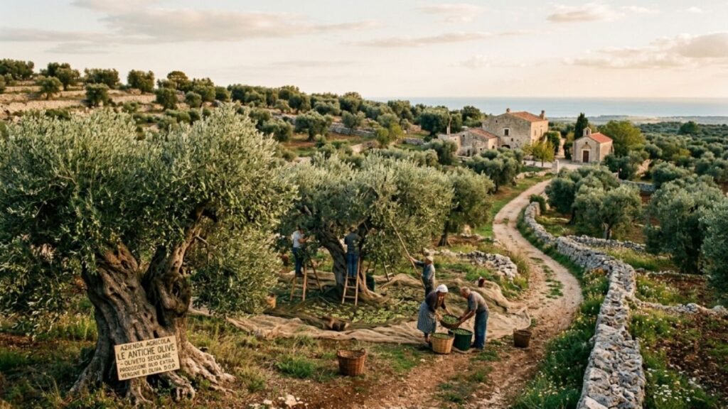 Ancient Italian olive grove used for extra virgin olive oil production