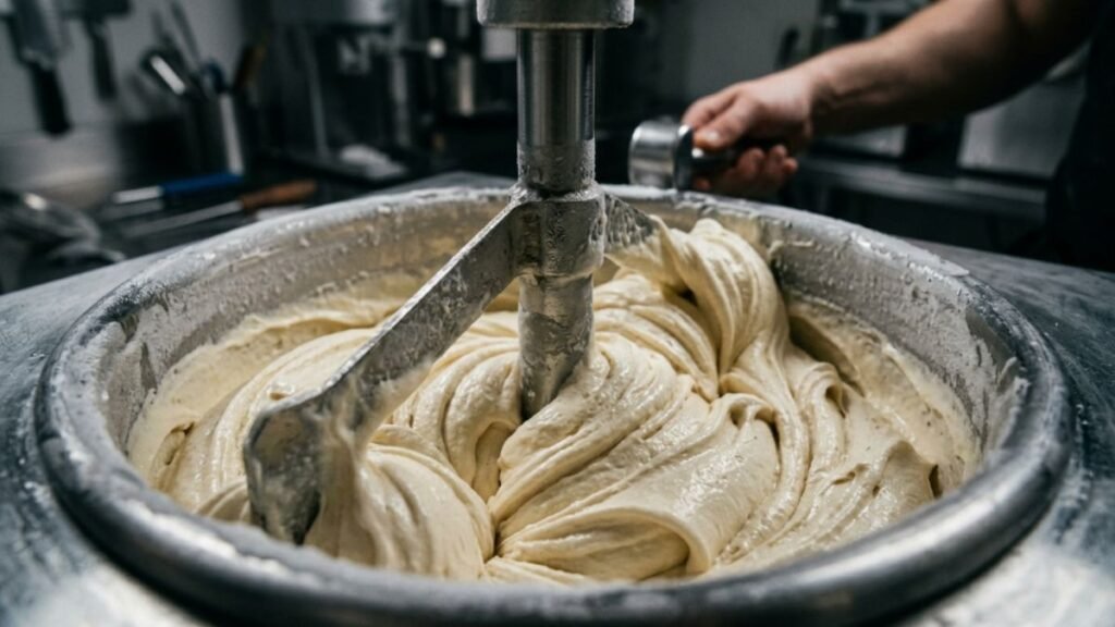 gelato texture forming inside a home gelato machine