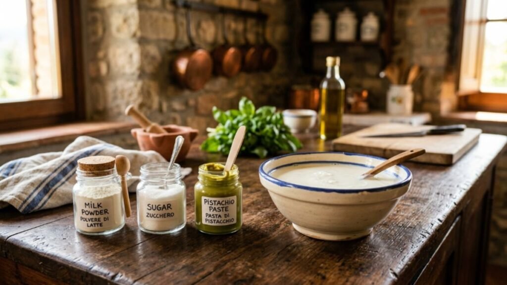 ingredients for authentic Italian gelato at home