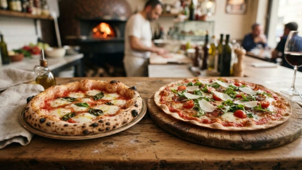 Neapolitan and Roman pizza styles compared side by side
